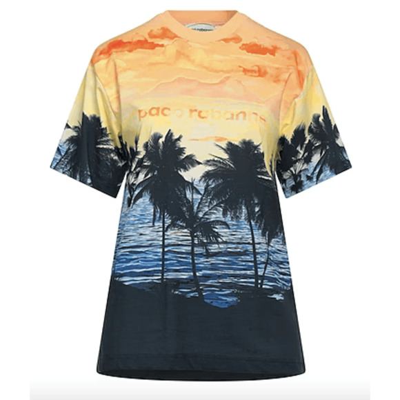 Paco Rabanne Sunset Logo Tee Shirt Navy Sunset M - Picture 1 of 8
